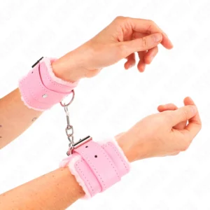 KINK Fur-Lined Adjustable Wrist Restraints Pink 17-29cm Premium Comfort