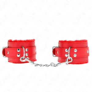 KINK Fur-Lined Adjustable Wrist Restraints Red 17-29 cm Premium Comfort