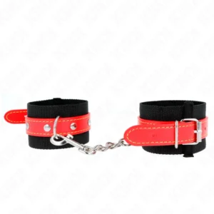 KINK Nylon Wrist Restraints Black/Red Adjustable 19-24cm x 5.5cm