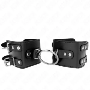 KINK Adjustable Wrist Restraints with Ring & Studs Black 17-22x6.5cm