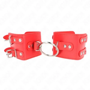 KINK Fixed Wrist Restraints Adjustable Red with Studs 17-22 cm x 6.5 cm