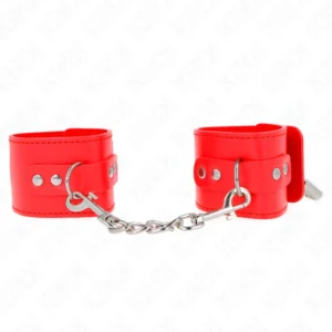 KINK Adjustable Red Wrist Restraints with Padlock Closure 16-23cm x 5.5cm