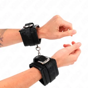 KINK Rhinestone Buckle Adjustable Wrist Restraints Black 25-32cm x 5.5cm