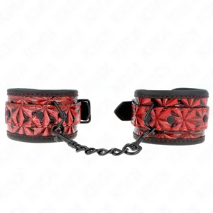 KINK Diamond Pattern Adjustable Wrist Restraints Dark Red 17-26cm x 5.5cm