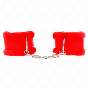 KINK Furry Lined Adjustable Wrist Restraints Red 17-31 cm x 7 cm