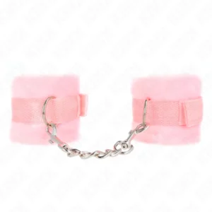 KINK Beginner Fur Wrist Cuffs Pink 30x7 cm - Soft Adjustable Fastening