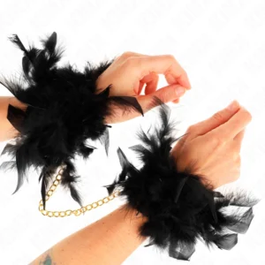 KINK Feather Handcuffs with Gold Chain - Elegant Restraint Model 1