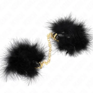KINK Feather Wrist Cuffs with Gold Chain - Elegant Adjustable Restraint