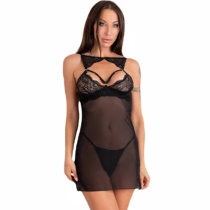 Livco Corsetti Fashion Krolina LC 90734 Black Chemise & Thong Set L/XL