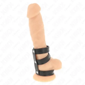 KINK Triple Leather Adjustable Ring with Pressure System - Black