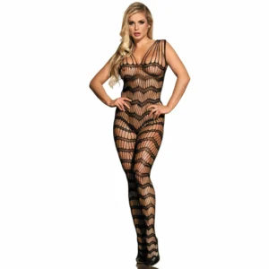 Subblime 951696 Black Fishnet Bodystocking with Shoulder Straps One Size