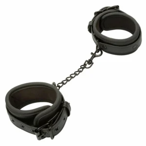 CalExotics Nocturnal Adjustable Leather Ankle Cuffs Black Sturdy Buckle