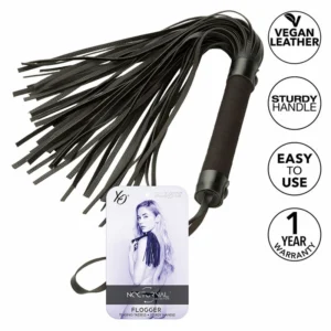 CalExotics Nocturnal Leather Flogger Black – tiksli rankena ir minkšti dirželiai