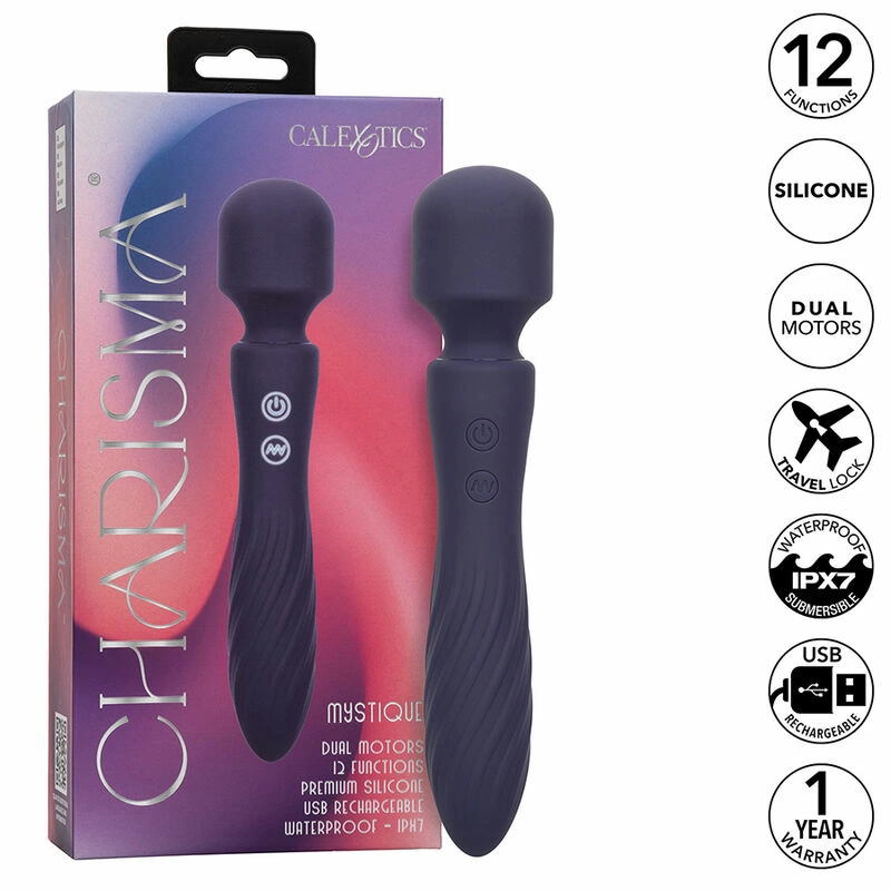 CalExotics Charisma Mystique Dual Motor Massager 21,5cm purpurinis silikonas