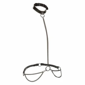 CalExotics Euphoria Chain Halter & Leash Plus Size - Velvet & Vegan Leather