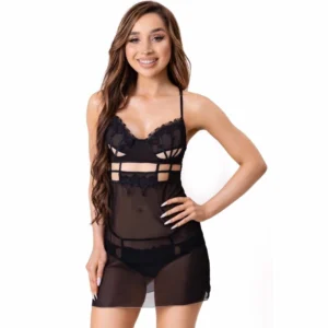 Livco Corsetti Maia 20247 Elegant Black Babydoll Set L/XL