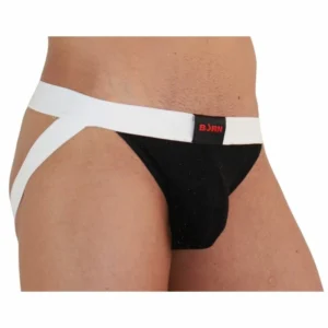 BURN Jock Shiny Black/White XL - Fashionable Athletic Supporter