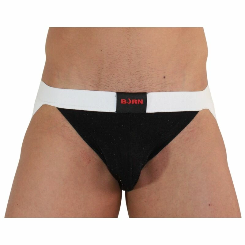 BURN Jock Shiny Black/White XL - Fashionable Athletic Supporter
