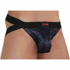 BURN Jockstrap 006 Shiny Blue/Black S - Premium Breathable Comfort