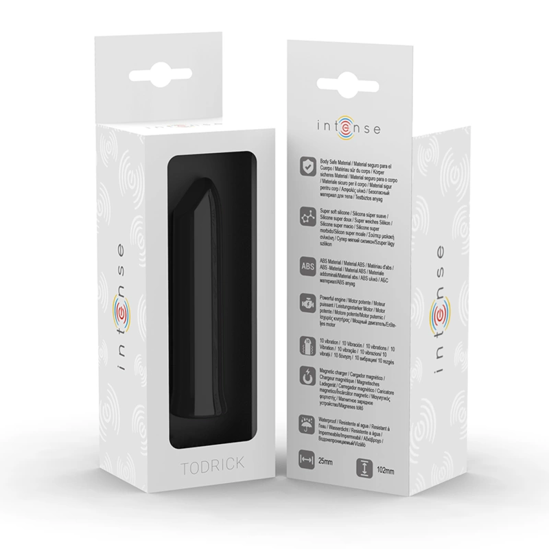 INTENSE Todrick Black Compact Vibrating Bullet 10 Modes Waterproof