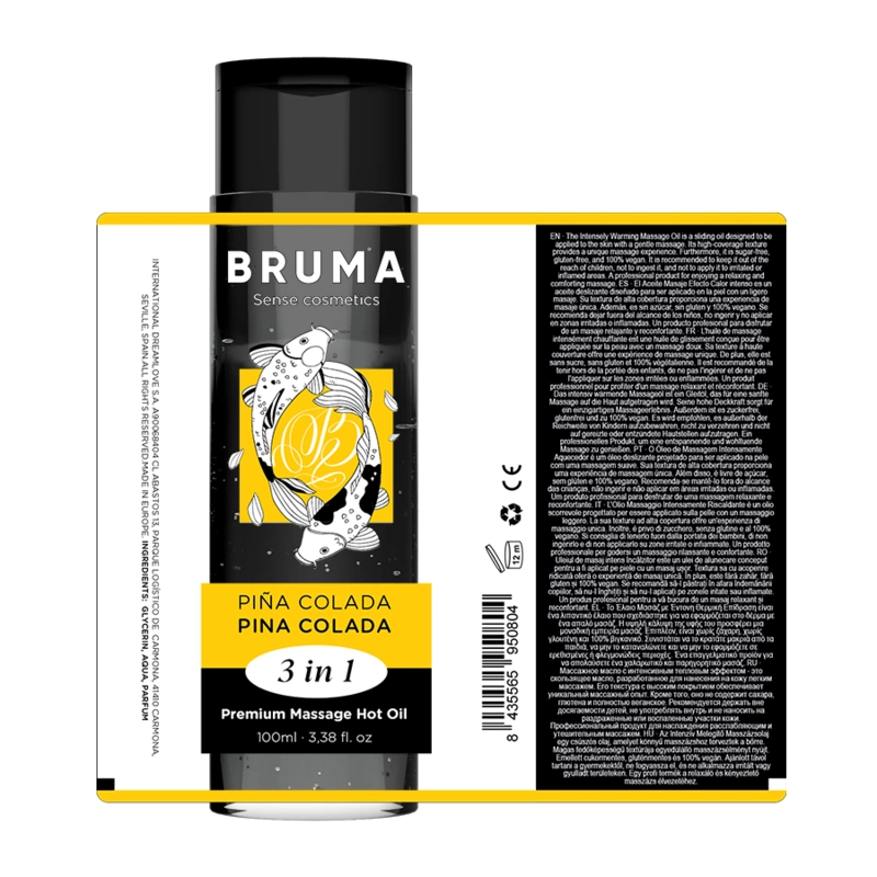 BRUMA Premium 3-in-1 Massage Oil Pina Colada Scent 100ml Vegan Formula