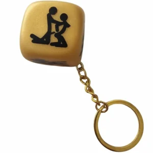 Diablo Picante Golden Dice Keychain 30mm - Elegant Gold Adventure Accessory