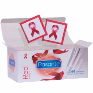 Pasante Red Ribbon 144-Pack - Natural Fit, Vegan, CE Certified Condoms