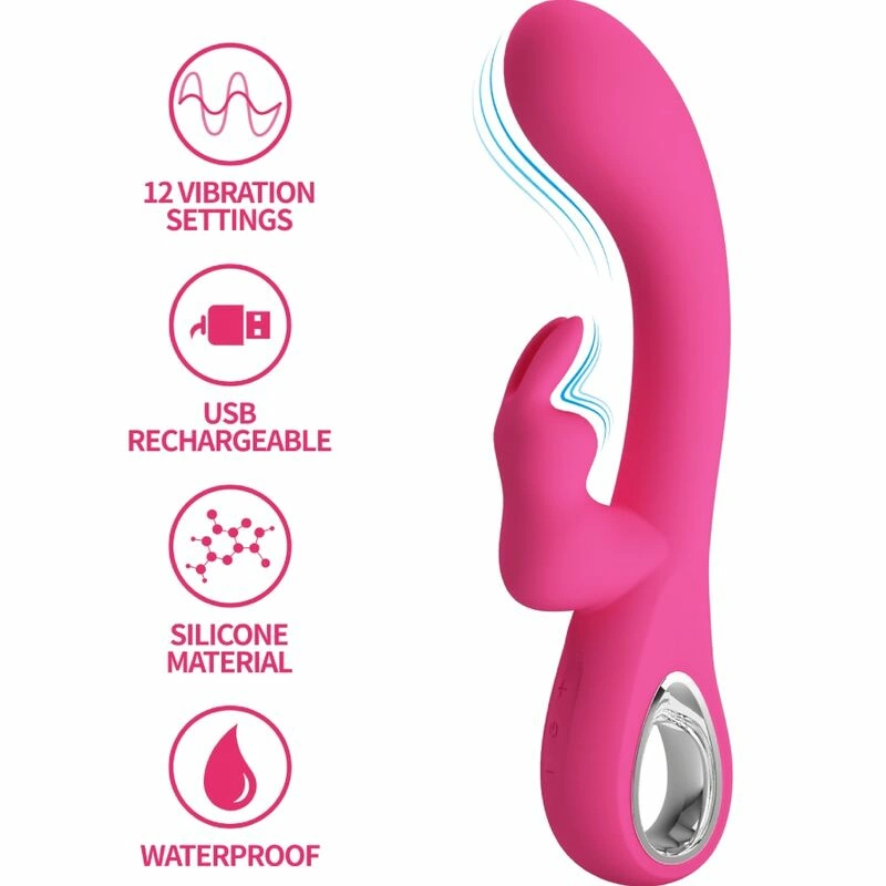 Pretty Love Novak Pink Dual-Action Intimate Massager 12 Modes USB