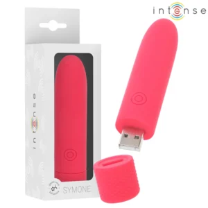 INTENSE Symone Compact USB Vibrating Bullet 8 Modes Red 10cm