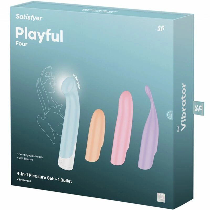 Satisfyer Playful Four 4-in-1 Interchangeable Vibrator Set + Power Bullet
