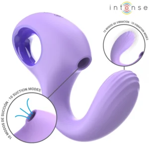 INTENSE Baxter dvigubo veikimo violetinis stimuliatorius su 10 režimų, atsparus vandeniui