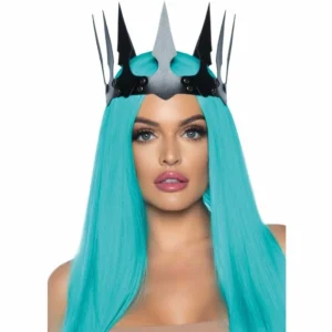 Leg Avenue Maleficent Synthetic Leather Crown with Studs Black - Adjustable
