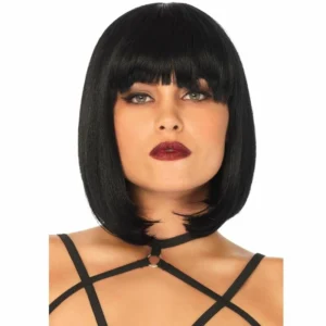 Leg Avenue Bob Wig Black – trumpas natūralaus stiliaus, reguliuojamas prigludimas