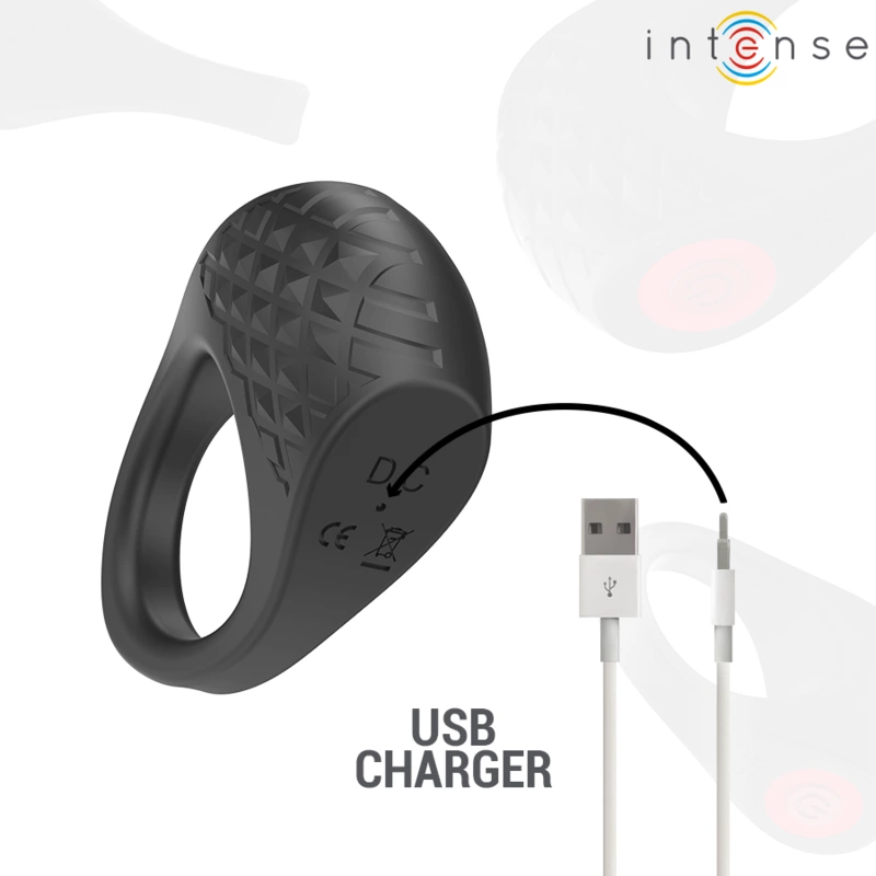 INTENSE Clover Black Vibrating Ring with Remote, 10 Modes, Rechargeable