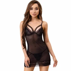 Livco Corsetti Fashion Tiana LC 20208 Chemise & Thong Set Black S/M
