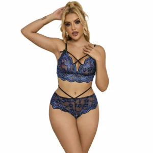 Subblime 954079 Lace Bra and Panties Set Blue L/XL - Elegant Comfort
