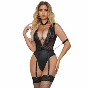 Subblime 954383 Elegant Body with Garter Belt Black S/M