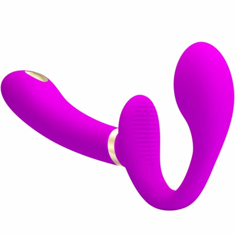 Pretty Love Thunderbird Double Strap-On Remote Vibrator Purple Silicone