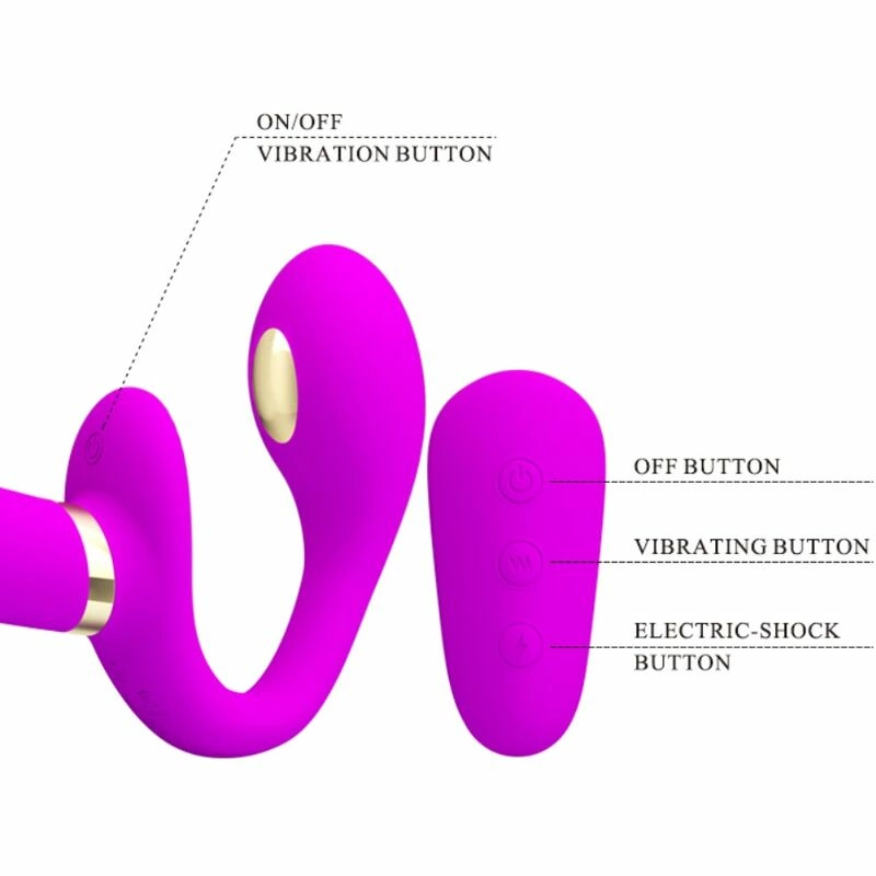 Pretty Love Thunderbird Double Strap-On Remote Vibrator Purple Silicone