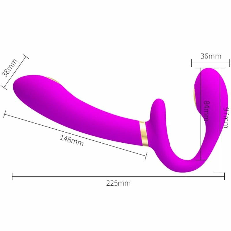 Pretty Love Thunderbird Double Strap-On Remote Vibrator Purple Silicone