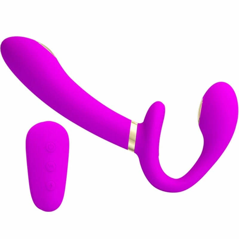 Pretty Love Thunderbird Double Strap-On Remote Vibrator Purple Silicone