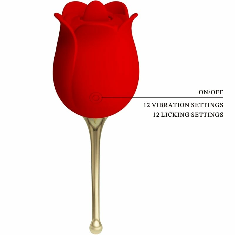 Pretty Love Rose Lover Intimate Rose Massager 12 Modes Red Silicone USB