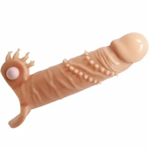 Pretty Love Connor Extension Sleeve with Vibrating Clitoral Pad, Flesh, 17cm