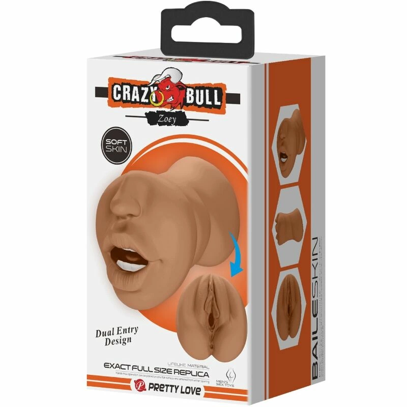 CRAZY BULL Zoey dvigubo įėjimo intymios mašinos Flesh TPR, dvigubas kanalas