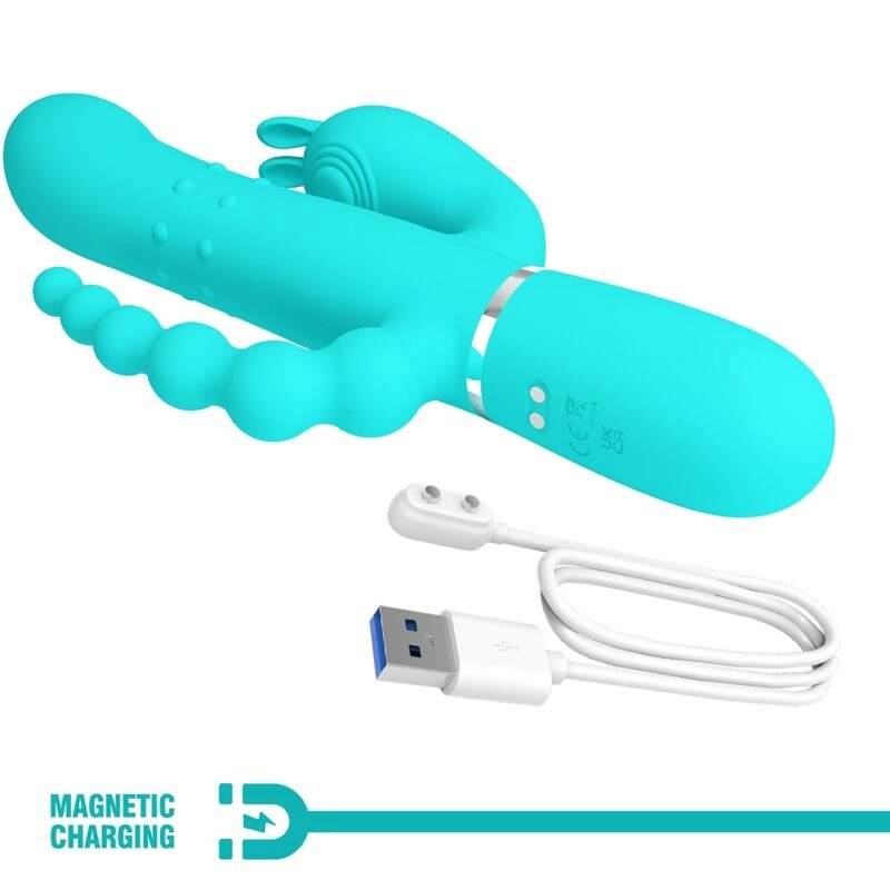 Pretty Love Cammy 4-in-1 Silicone Intimate Device Blue Multi-Function