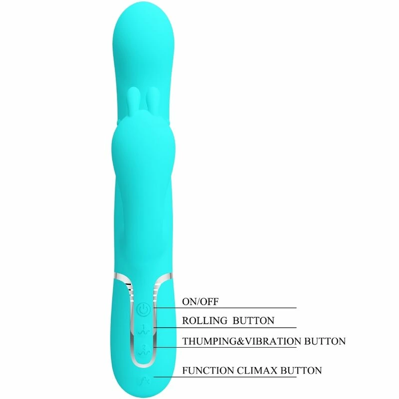 Pretty Love Cammy 4-in-1 Silicone Intimate Device Blue Multi-Function