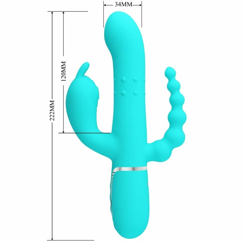 Pretty Love Cammy 4-in-1 Silicone Intimate Device Blue Multi-Function