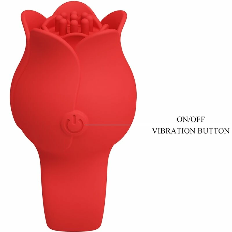 Pretty Love Jae Rose-Shaped Finger Model, 10 Modes, Red Silicone