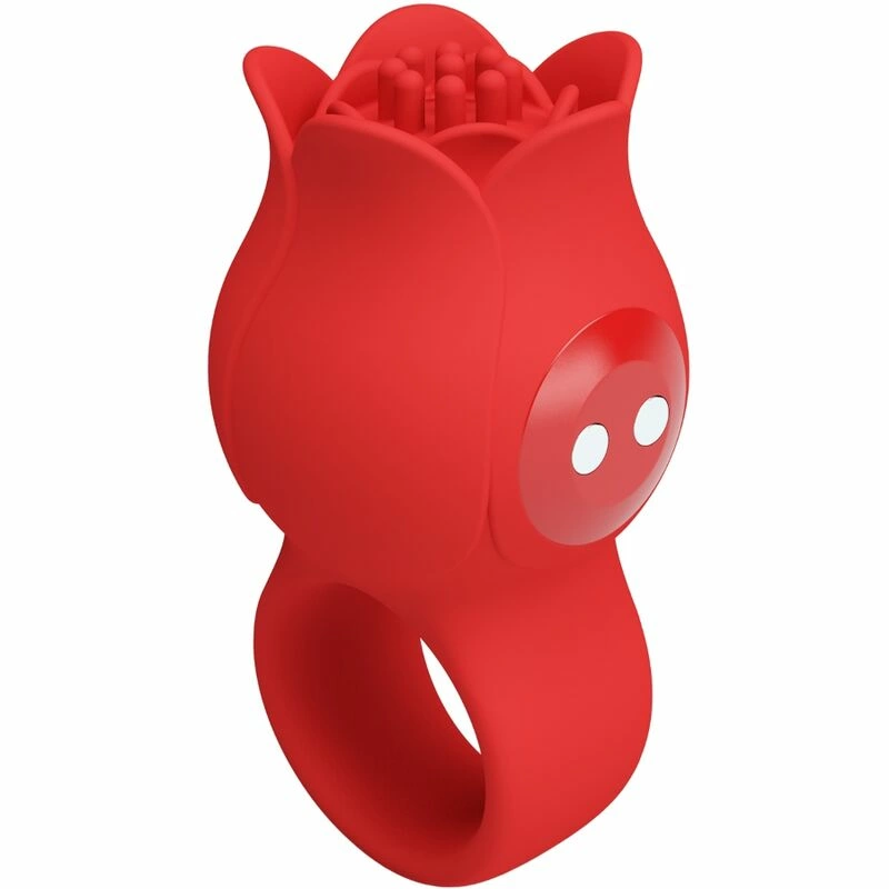 Pretty Love Jae Rose-Shaped Finger Model, 10 Modes, Red Silicone