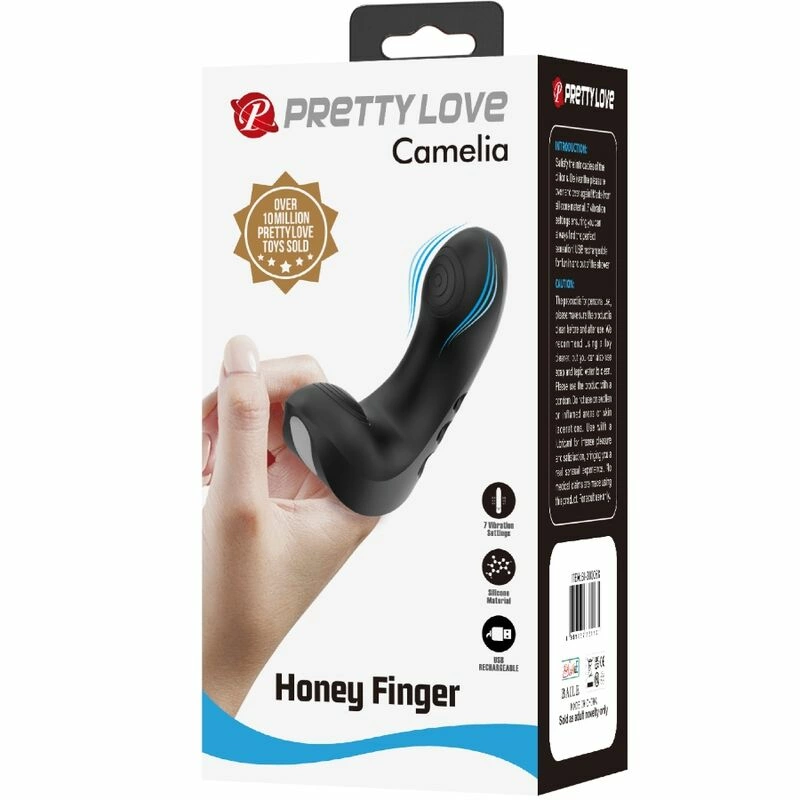 Pretty Love Camelia Black Rechargeable Silicone Finger Device 7 Modes
